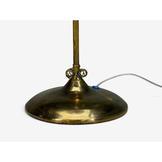 1950s V. Soini Oy, Rare Floor Lamp, Brass, Leather, Rattan For Sale - Image 10 of 11