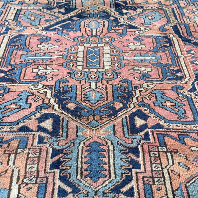 Vintage Room Size Heriz Wool Rug For Sale - Image 4 of 11