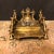 Very Fine. Late 19th Century French Gilt Bronze Encrier. Cut crystal Inkwell with fish scale bronze lid. Pen Rest, holder...