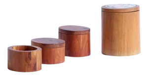 1970s Handmade Wood Canisters by Houston, Texas Jewelry Artists John and Edith Hempel - Set of 4