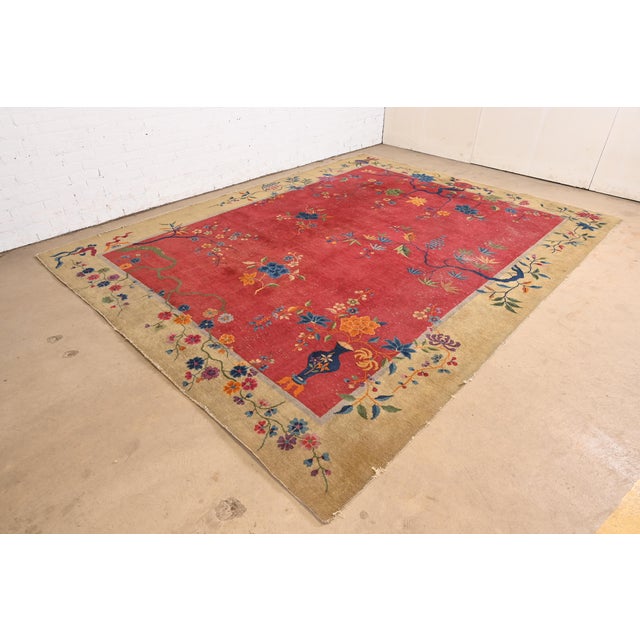 Antique Chinese Art Deco Nichols Hand-Knotted Room Size Wool Rug, Circa 1920s For Sale - Image 4 of 9