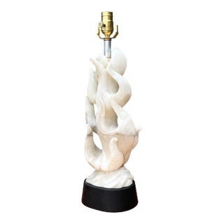 Vintage Abstract Carved Stone Lamp For Sale