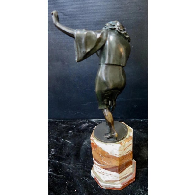 Brown Vintage Art Deco Period Bronze & Marble Sculpture For Sale - Image 8 of 10