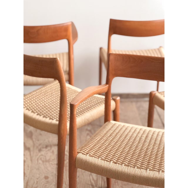 Mid-Century Danish Teak Dining Chairs #57 & 77 by Niels O. Møller, J. L. Moller, Set of 10 For Sale - Image 11 of 16