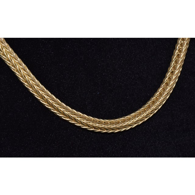 18k Solid Gold Italian Woven Braided Necklace With Black Enamel Accents – 49.1g For Sale - Image 11 of 13
