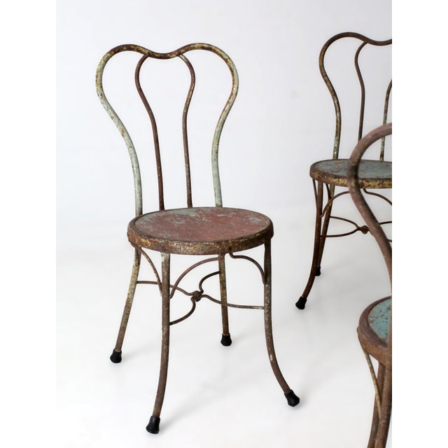 Early 20th Century Art Nouveau Iron Bistro Chairs, Set of 3 For Sale - Image 17 of 18