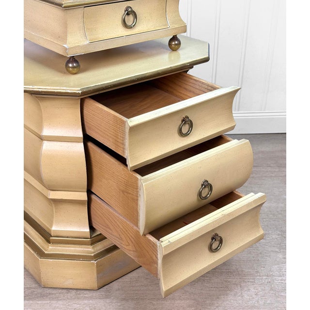 Vintage Hollywood Regency Obelisk Pyramid Etagere Cabinet Stand For Sale - Image 12 of 15