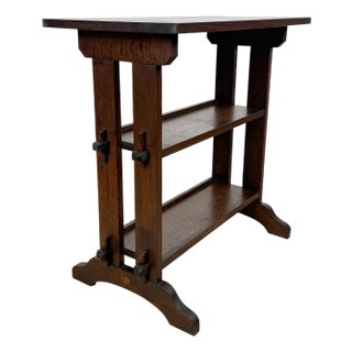 Antique Roycroft Arts & Crafts Little Journeys Quartersawn Oak Bookshelf For Sale
