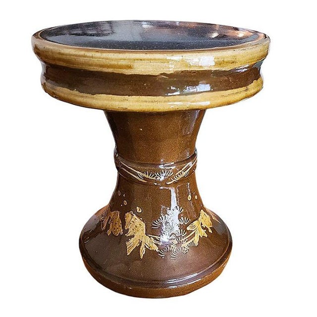 1950s Chinese Dragon Ceramic Glazed Pedestal Table W/ 4 Ceramic Garden Stools For Sale - Image 9 of 11