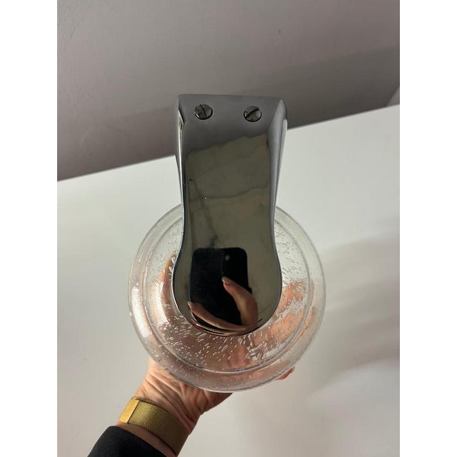 Silver Wall Lamp with Glass Insert and Chrome Finish from Novus For Sale - Image 8 of 11