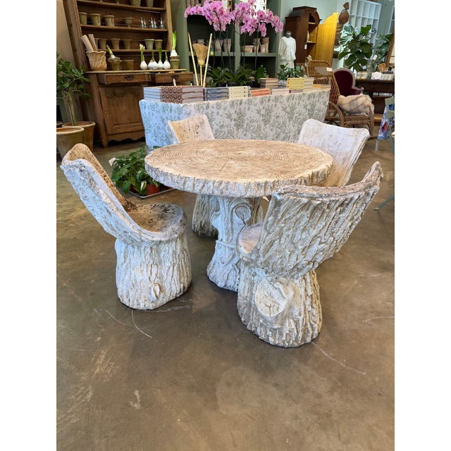Mid 20th Century Mid 20th Century Faux Bois Garden Table and Chairs Set, 5 Pieces For Sale - Image 5 of 12