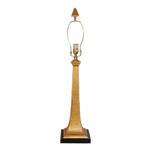 Vintage Currey & Company Gilt Wood Table Lamp on Marble Stand