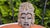 Vintage pre-Columbian style ceramic wall mask (1950s–1970s), dimensions: height 20.7 cm, width 16 cm, depth 6.5 cm.