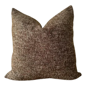 Custom Wool and Linen Pillow With Down Feather Insert in Coco Brown and Rust