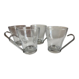 Bormioli Rocco Coffee Cups Set of 4 Italian Oslo Bistro Glass Stylish Minimalist For Sale