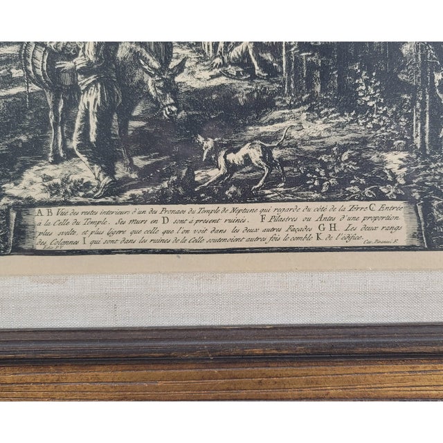 Mediterranean Antique Framed Copper Engraving of the Temples at Paestum After Francesco Piranesi For Sale - Image 3 of 7