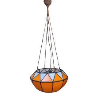 Vintage Early 20th Century Stained-Glass Hanging Light For Sale