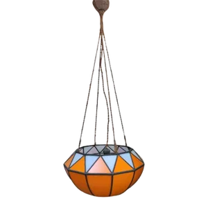 Vintage Early 20th Century Stained-Glass Hanging Light