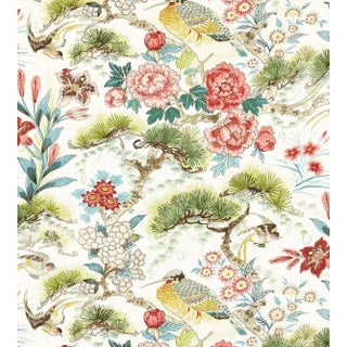 The House of Scalamandré Shenyang Linen Print Fabric, Bloom For Sale