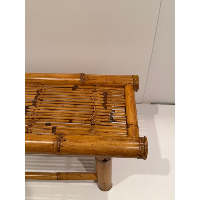 1970s Bamboo & Rattan Midcentury Modern Bench For Sale - Image 5 of 11