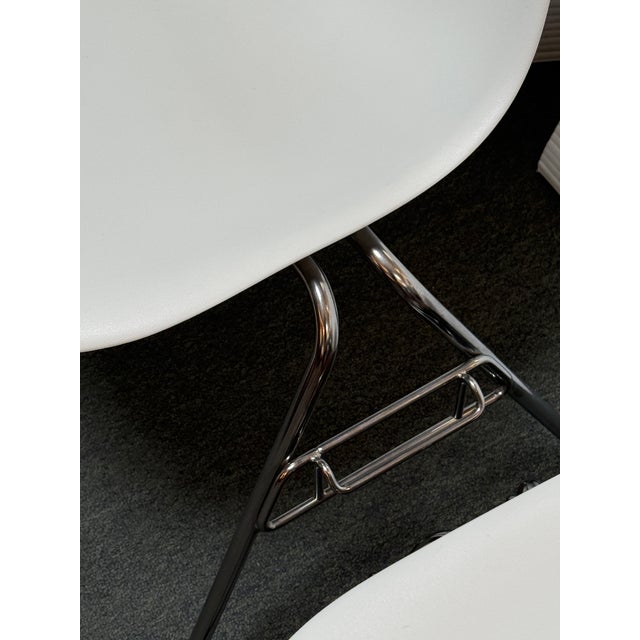 Charles and Ray Eames for Herman Miller White Molded Plastic Stackable Side Chairs, Pair For Sale - Image 10 of 12