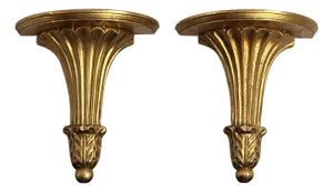 Vintage Florentine-Style Giltwood Wall Brackets