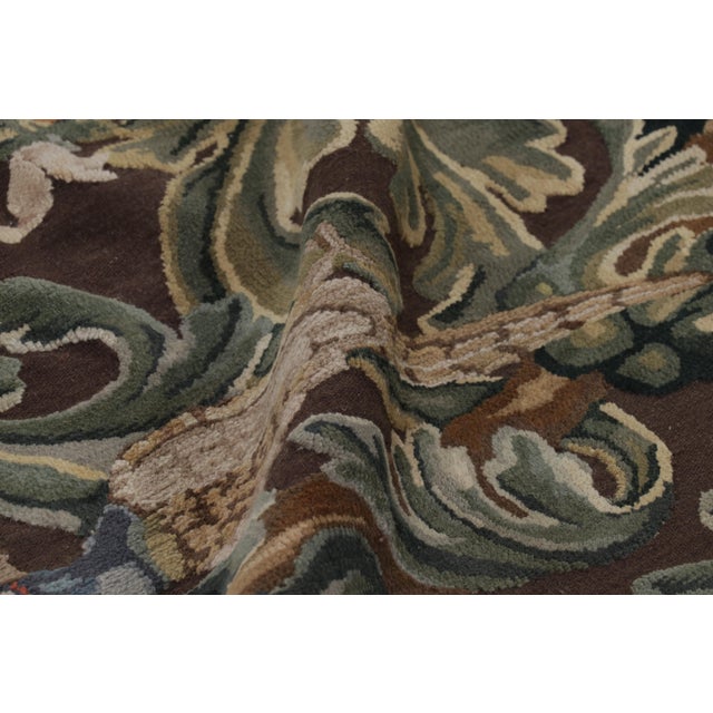 Green Rug & Kilim’s Armorial Tudor Style Rug in Black, With Beige, Blue and Gold Tones For Sale - Image 8 of 9
