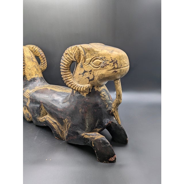 1950s Artisan Crafted Egyptian Revival Two-Headed Ram Sculpture For Sale - Image 11 of 15