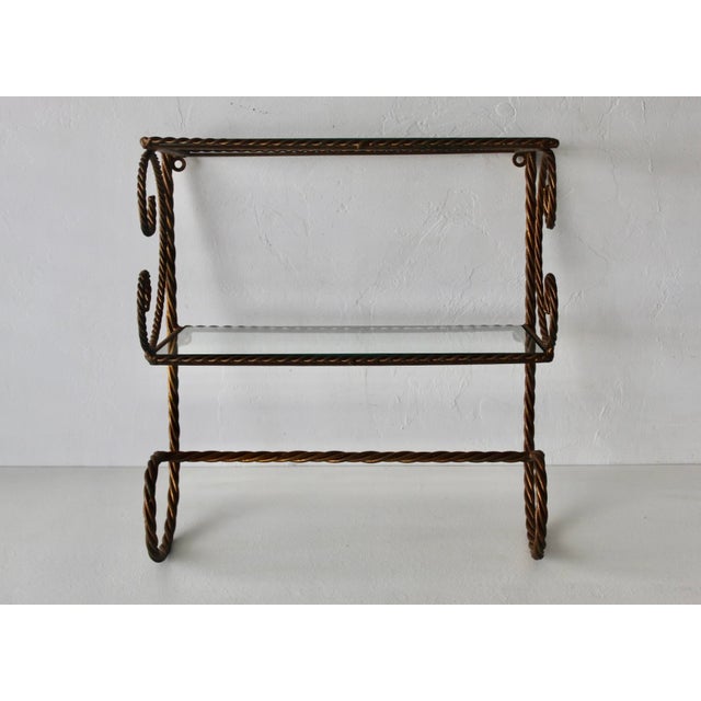 Italian Gilt Rope Two-Tier Wall Shelf Towel Bar Vintage Mid-Century For Sale - Image 11 of 18