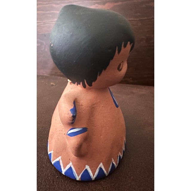 Vintage 20th Century Hand Painted Terra Cotta Boy Angel Bell For Sale - Image 4 of 8