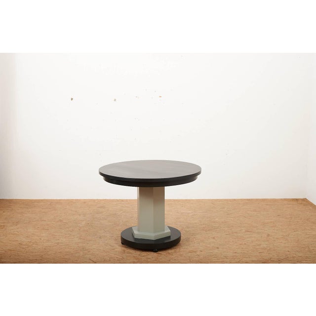 Bauhaus Wooden Round Table in Black Grey, 1930s For Sale - Image 3 of 12
