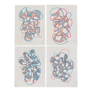 Set of Four Atomic Mid Century Modern Drawings by William Glen Davis