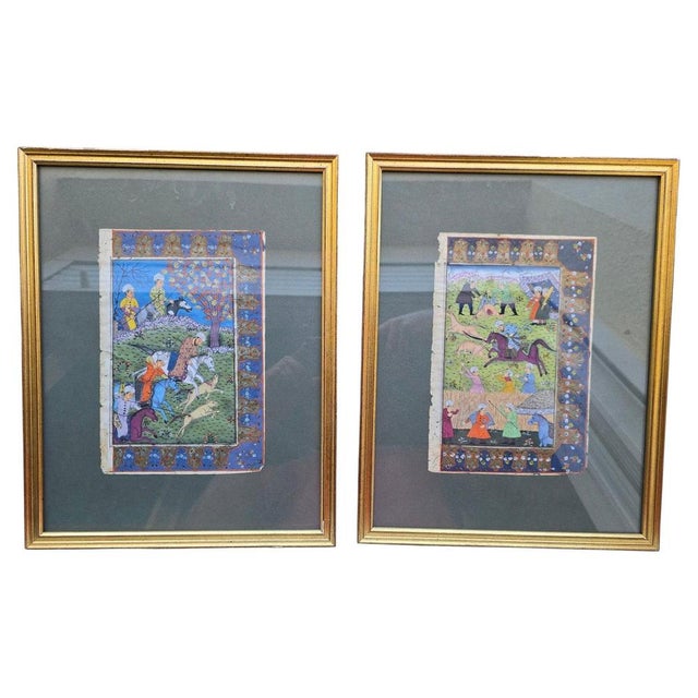 Royal Hunt, 1750, Manuscript Leaves, Framed, Set of 2 For Sale - Image 11 of 11