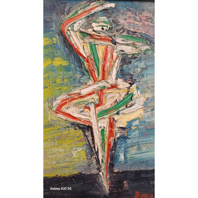Vintage Framed Heavy Impasto on Canvas Painting of Ballerina by Bosco For Sale - Image 4 of 5