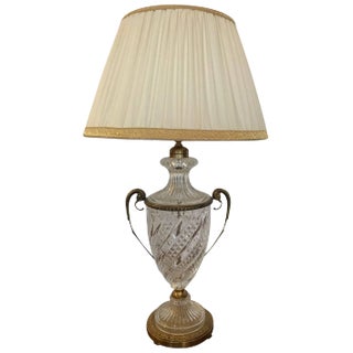 Regal Austrian Crystal Table Lamp With Bronze Decoration For Sale