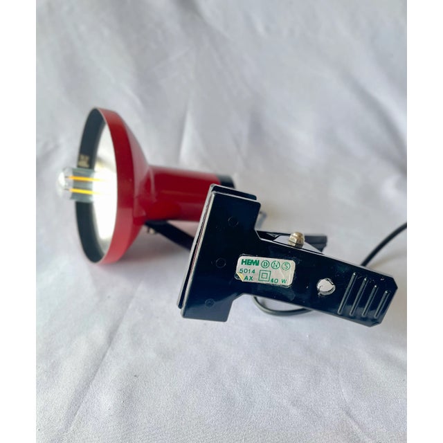 Cool red retro lamp from the 70s. this model is extremely rare in such good condition. the lamp can be clamped onto a...