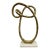 Contemporary Textured Gold Metal Abstract Nomad's Knot Sculpture on White Marble Base For Sale