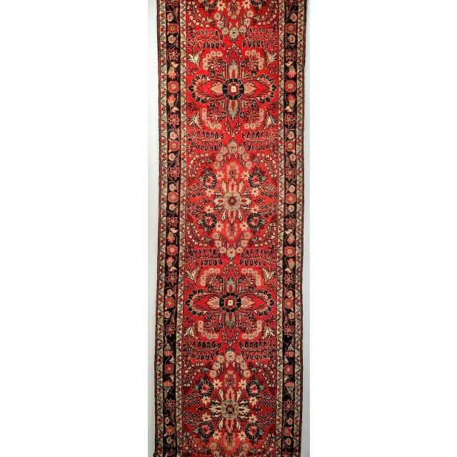 Vintage Persian Sarouk Lilian Runner Rug, Hand-Knotted Wool, Floral Design, Red & Pink, 3x25 For Sale - Image 12 of 17