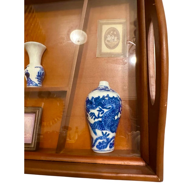 Mid-Century Modern Vintage Decorative Blue & White Display Tray For Sale - Image 3 of 7