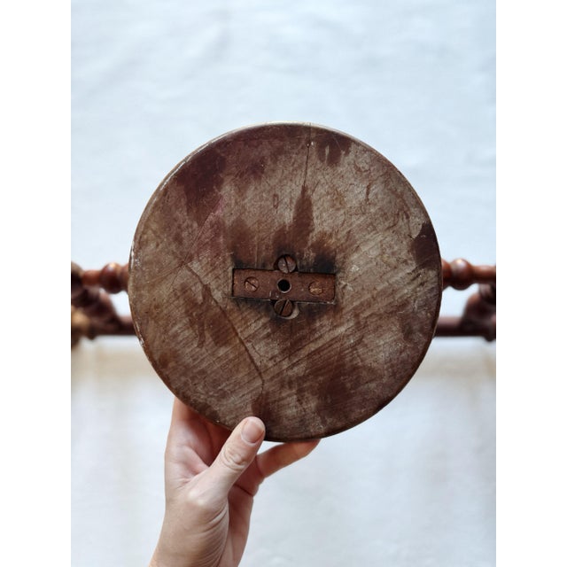 Chestnut Antique Large Dark Wooden French Towel Rack For Sale - Image 8 of 8