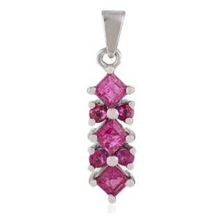Delicate 1.55 CTW Ruby Sterling Silver Charm Pendant by Carat&her - Gift for Women For Sale