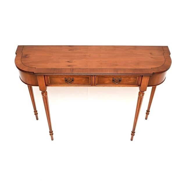 1950s Vintage Regency Style Console Table in Yew Wood, 1950 For Sale - Image 5 of 10