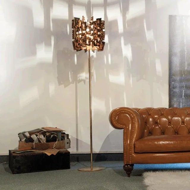 Charlie chatem floor lamp by mazzega 1946 dimensions: d 35 x h 170 cm. Materials: polished chrome. Diffuser: bronze....