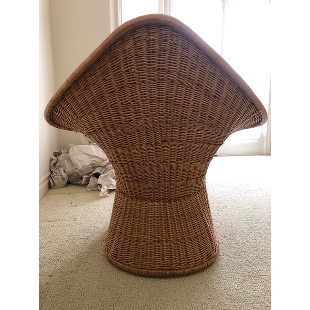 Large Rattan Wicker lounge chair from The McGuire Company. The wicker body is in excellent condition. Original upholstery...