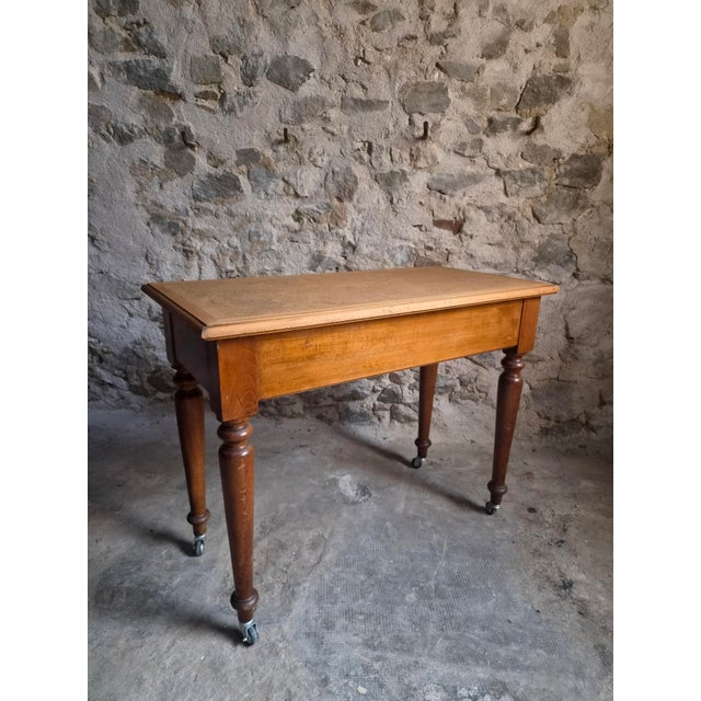 Vintage Beechwood Office Desk with Linoleum Top and Drawer, 1930s For Sale - Image 10 of 18