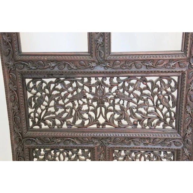 Wood Anglo-Indian Mughal Hardwood Three-Panel Screen For Sale - Image 7 of 13