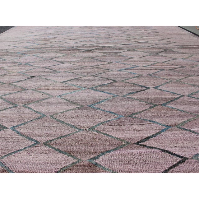 Textile Modern Kilim Rug by Keivan Woven Arts, Wool, Diamond Pattern 8'10 X 11'7 For Sale - Image 7 of 13