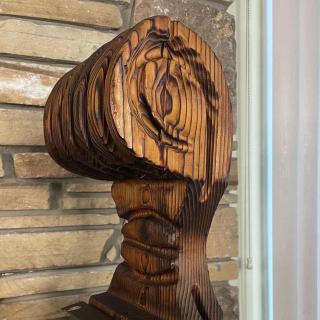 Witco Tiki Mid Century Wood Carved Fireplace Tool Set With Brutalist Accent For Sale - Image 11 of 15