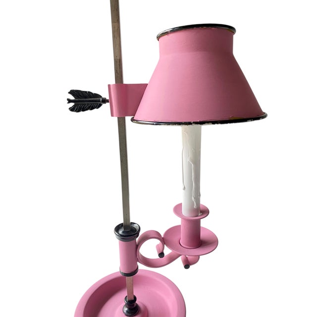 Mid 20th Century Single Candle Bouillotte Table Lamp in Farrow & Ball Rangwali For Sale - Image 5 of 5