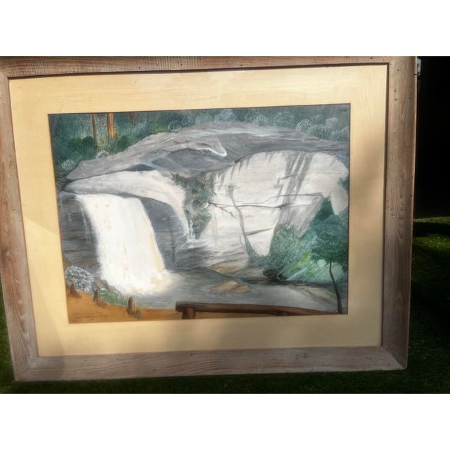 1953 Water Color Landscape of Looking Glass Falls Pisgah National Forest Nc . By w.k Lewis For Sale - Image 10 of 11